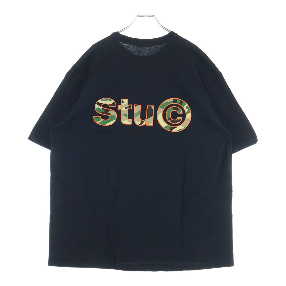 STUSSY(ステューシー) STU C. CAMO CAMO TEE フロント カモ柄ロゴプリント 半袖Tシャツ カットソー ブラック