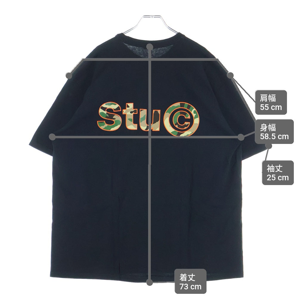 STUSSY(ステューシー) STU C. CAMO CAMO TEE フロント カモ柄ロゴプリント 半袖Tシャツ カットソー ブラック