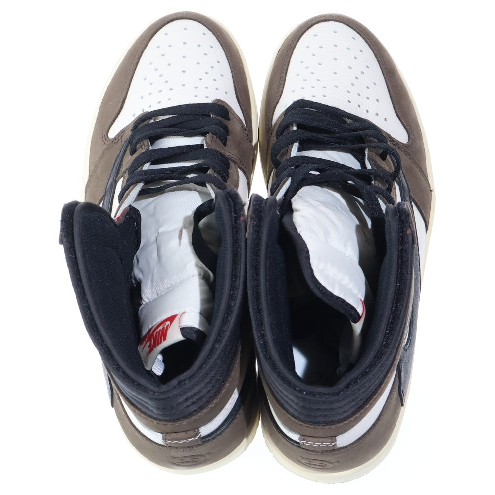 NIKE(ナイキ) ×TRAVIS SCOTT AIR JORDAN 1 RETRO HIGH OG TS SP トラヴィススコット エアジョーダン1 ハイカットスニーカー ブラウン/ホワイト US11/28cm CD4487-100