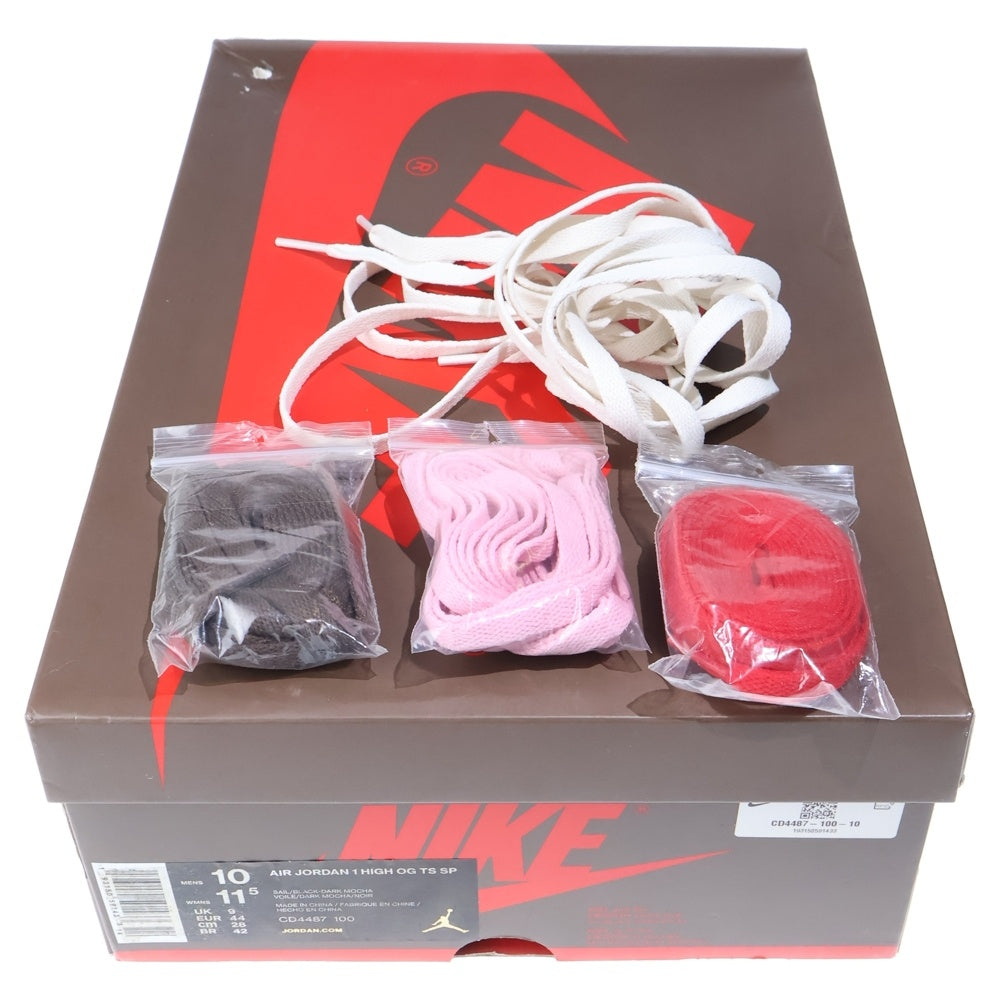 NIKE(ナイキ) ×TRAVIS SCOTT AIR JORDAN 1 RETRO HIGH OG TS SP トラヴィススコット エアジョーダン1 ハイカットスニーカー ブラウン/ホワイト US11/28cm CD4487-100