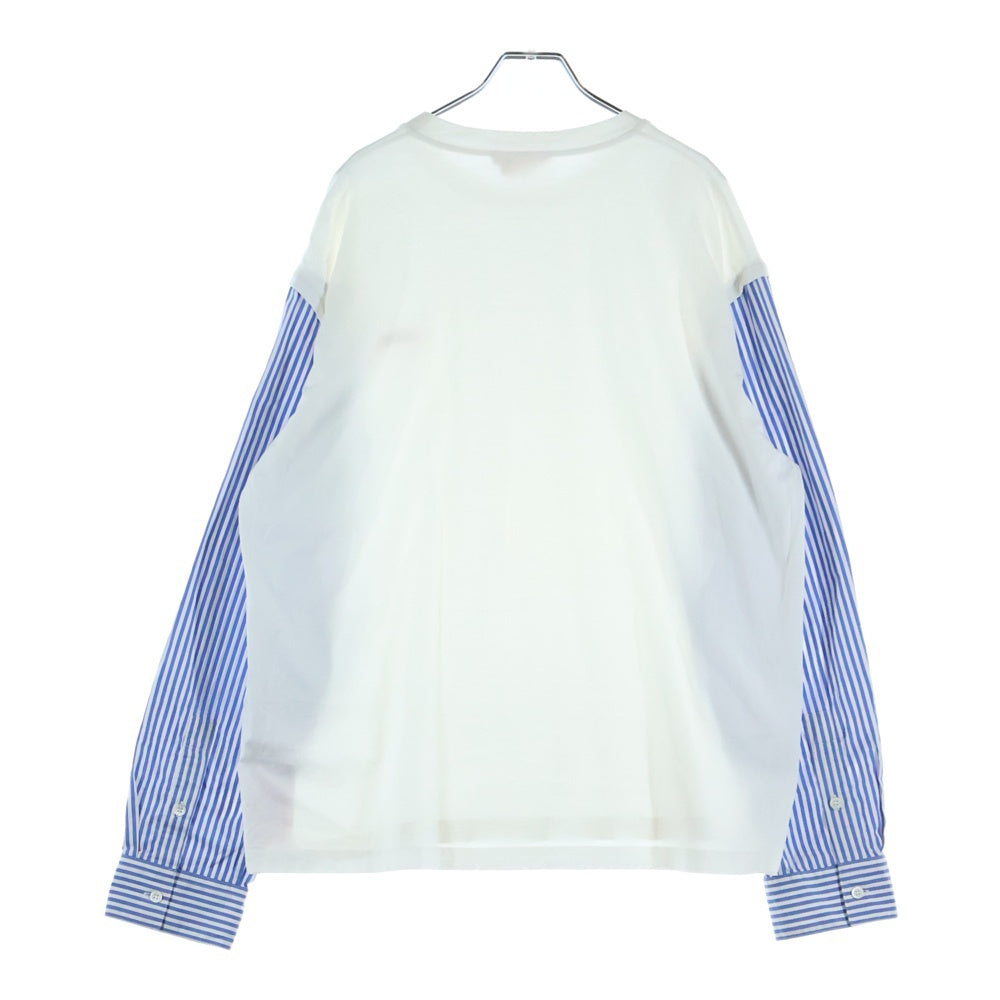 MARNI(マルニ) ダメージ加工 袖ストライプ 切り替え ロゴパッチ クルーネック長袖Tシャツ カットソー ホワイト HUMU0252QX