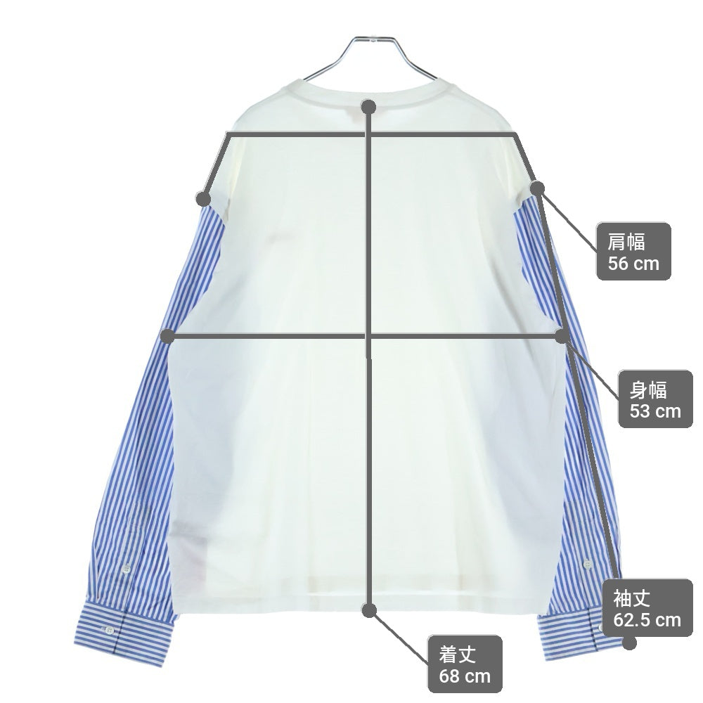 MARNI(マルニ) ダメージ加工 袖ストライプ 切り替え ロゴパッチ クルーネック長袖Tシャツ カットソー ホワイト HUMU0252QX
