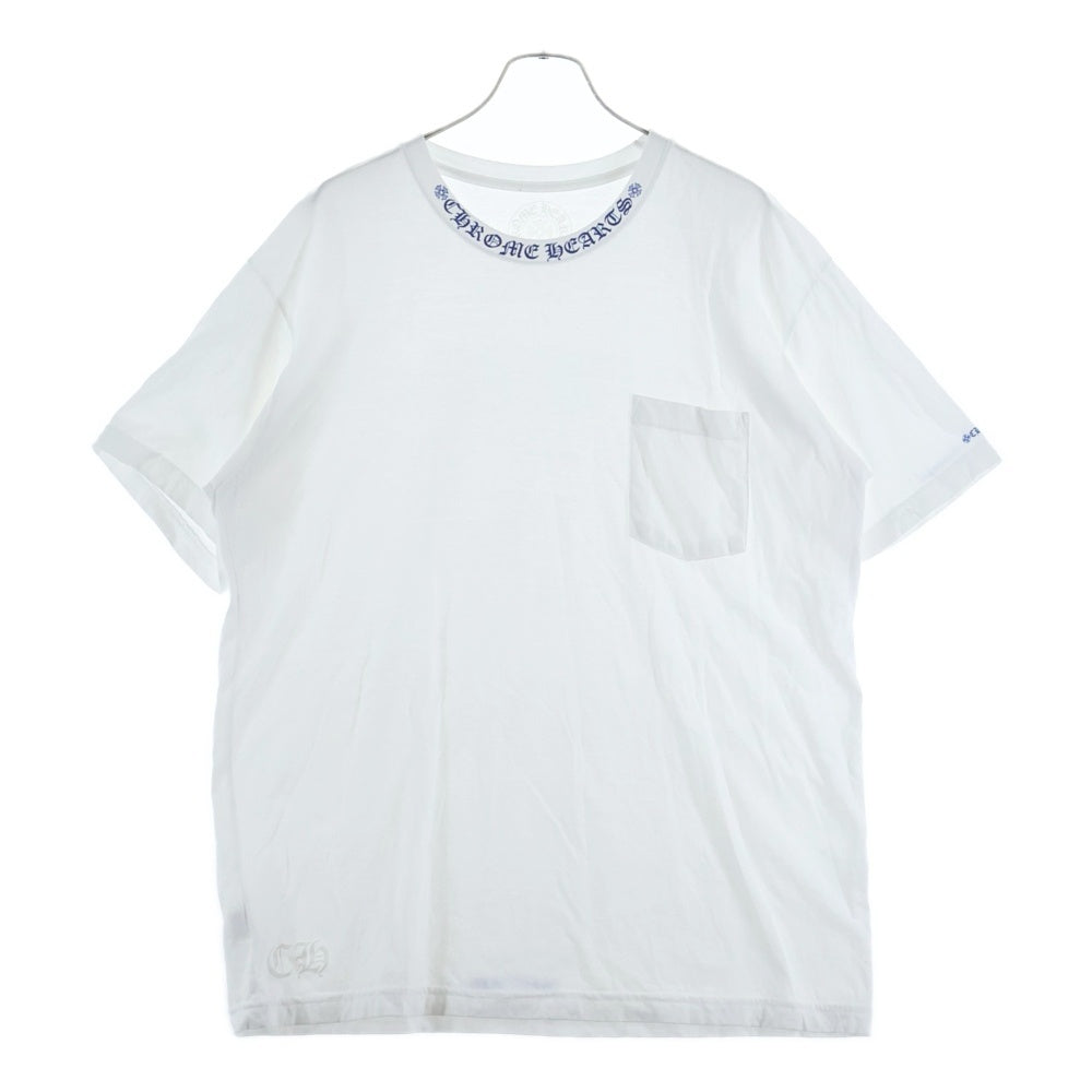 CHROME HEARTS(クロムハーツ) Neck Logo S/S Tee ネックロゴプリント クルーネック 半袖Tシャツ カットソー ホワイト