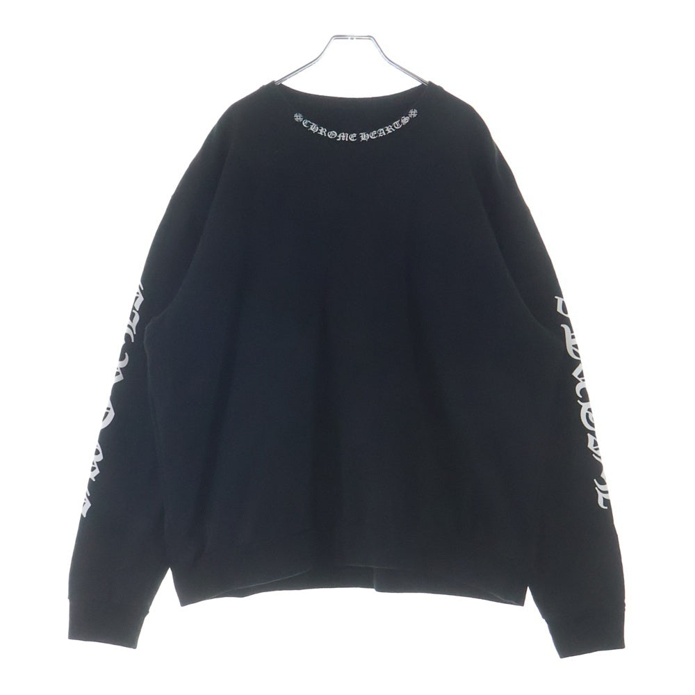 CHROME HEARTS(クロムハーツ) SWTSHRT PLVR ネックロゴプリント クルーネック スウェットトレーナー ブラック