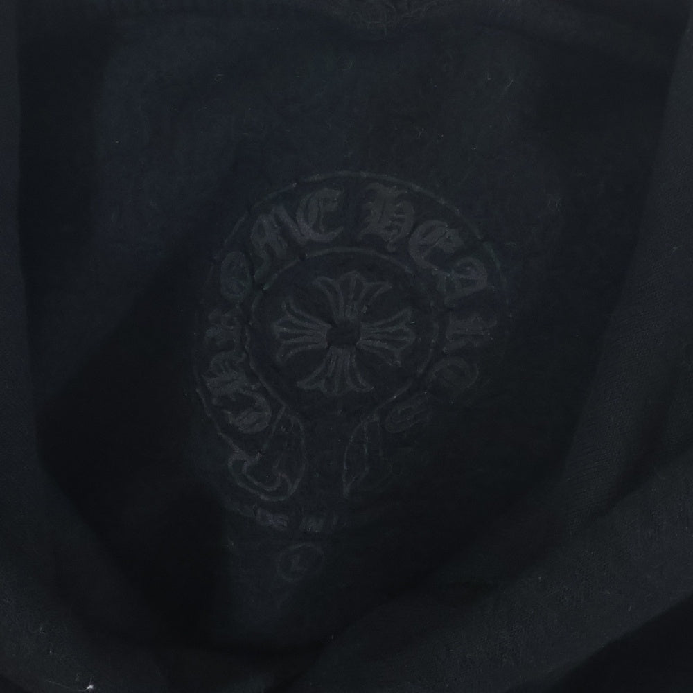 CHROME HEARTS(クロムハーツ) SWTSHRT PLVR 袖フローラルバックホースシュープリント プルオーバースウェットパーカー フーディ ブラック
