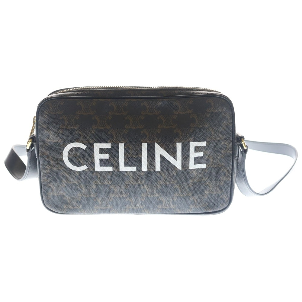 CELINE(セリーヌ) ロゴプリント ミディアムメッセンジャーバッグ トリオンフキャンバス ブラウン レディース