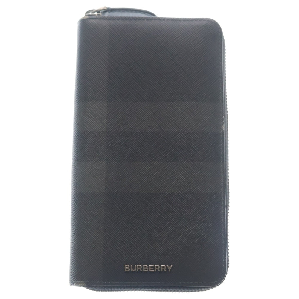 BURBERRY(バーバリー) Check Zip Wallet ロゴ チェック ジップウォレット 長財布 ブラック 8070254