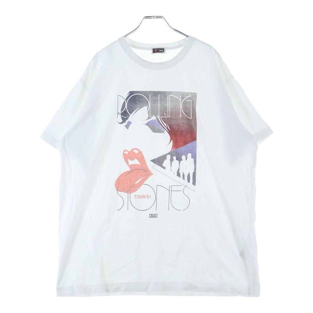 KITH(キス) 25SS × ROLLING STONES Tour 1981 Tee ローリングストーンズ ツアープリント クルーネック 半袖Tシャツ カットソー ホワイト 25-073-060-0007-2-0