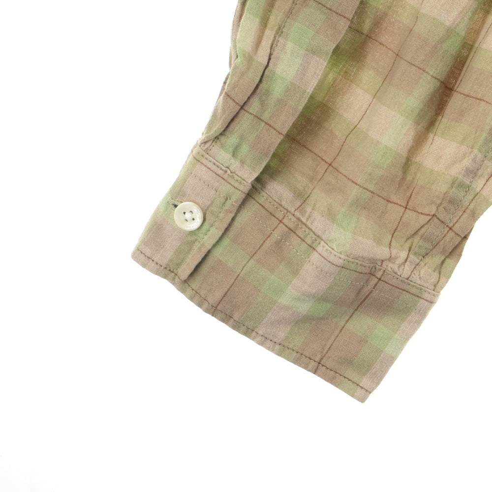 A BATHING APE(アベイシングエイプ) ×SEAN WOTHERSPOON EMBROIDERY CHECK SHIRT ショーンウェザースプーン エンブロイダリー チェック長袖シャツ ベージュ