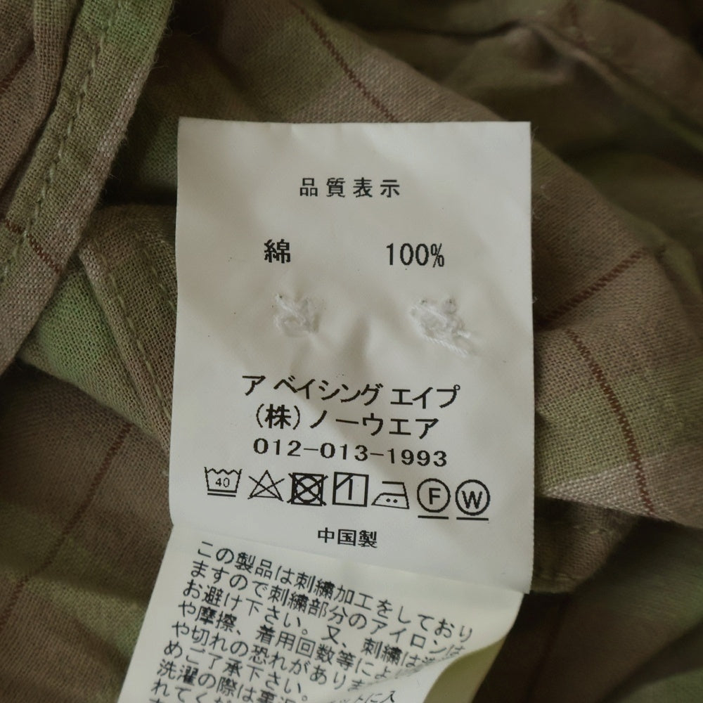A BATHING APE(アベイシングエイプ) ×SEAN WOTHERSPOON EMBROIDERY CHECK SHIRT ショーンウェザースプーン エンブロイダリー チェック長袖シャツ ベージュ