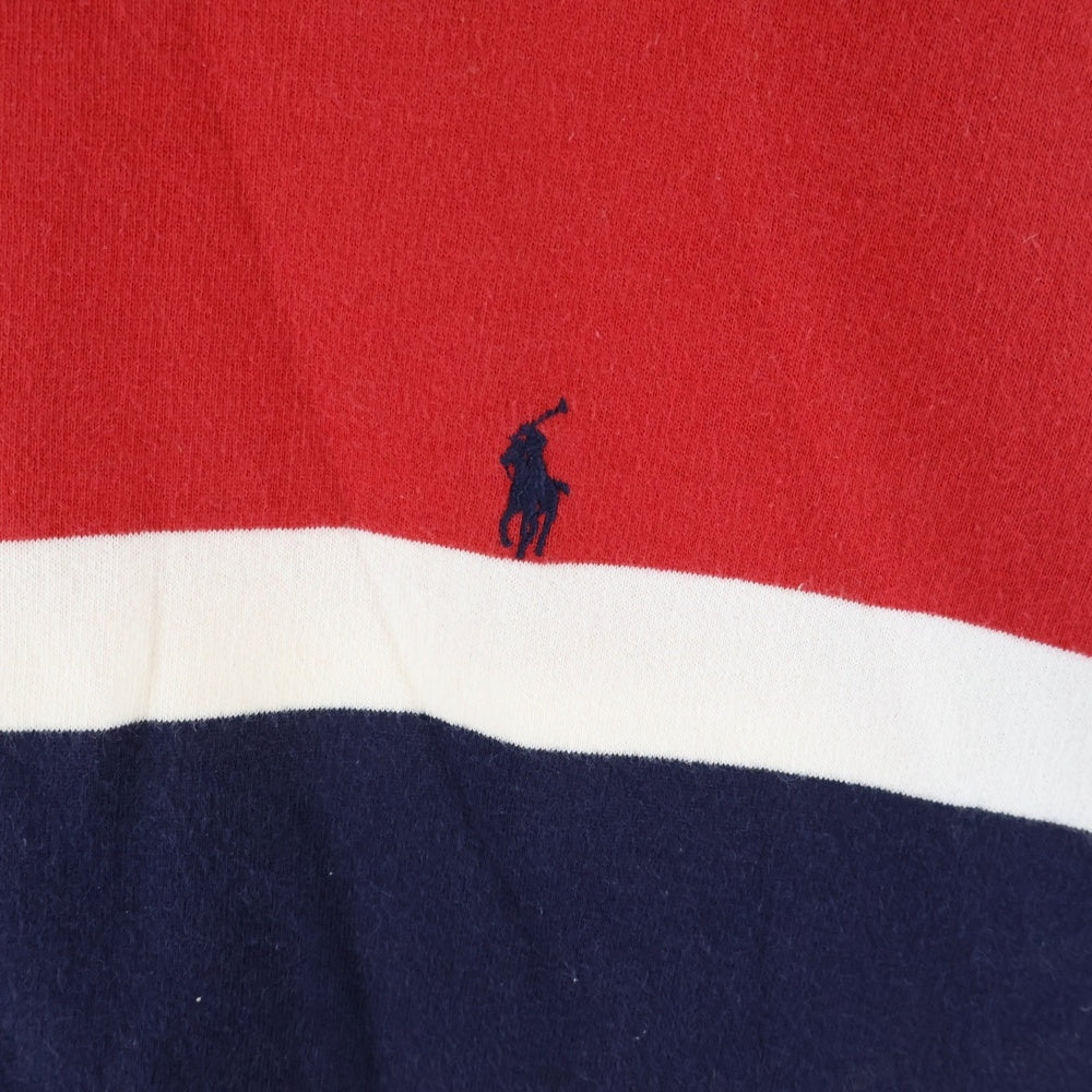 POLO RALPH LAUREN(ポロラルフローレン) 90s POLO GOLF ポロゴルフ USラルフ スモールポニー トリコロール クルーネック スウェットトレーナー レッド