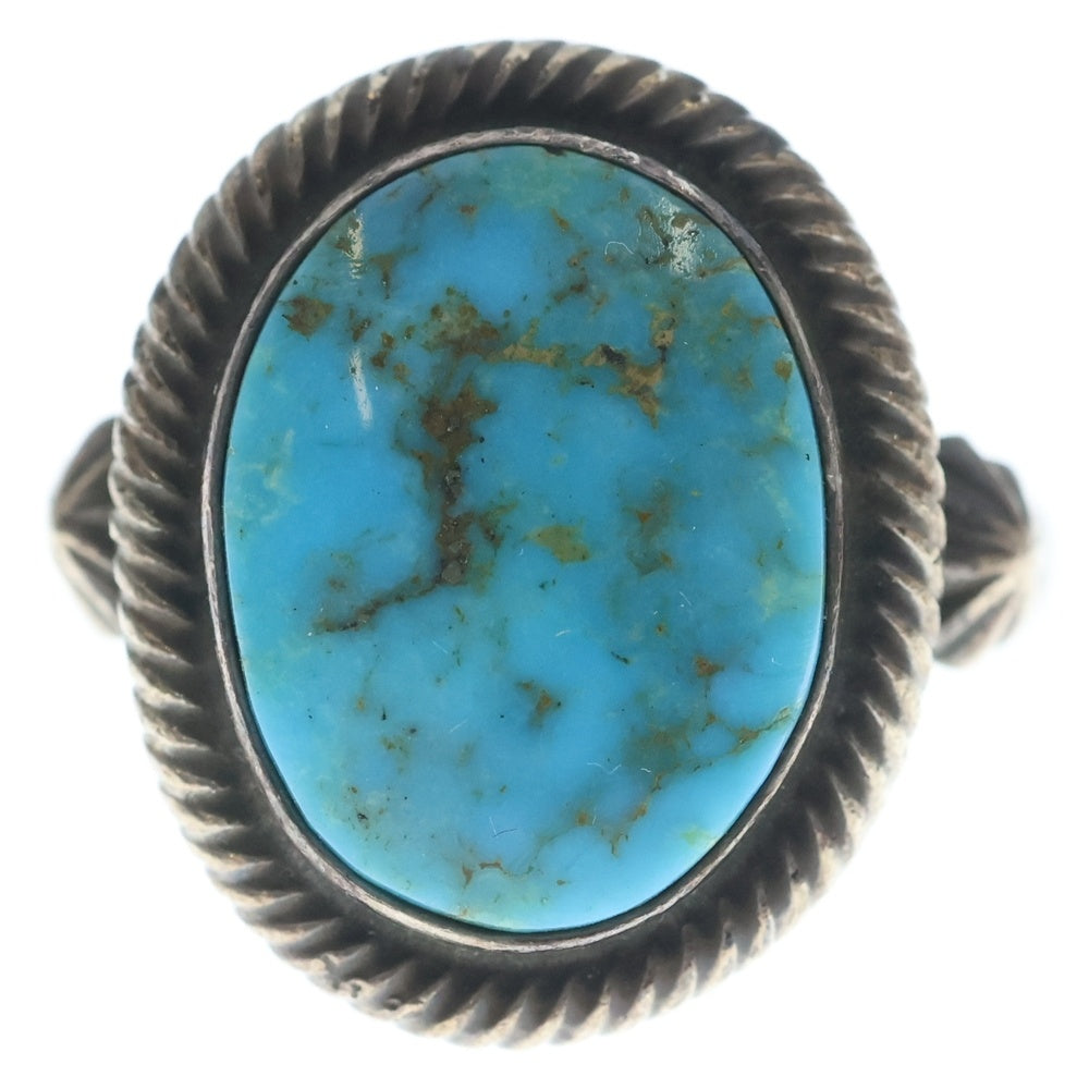 INDIAN JEWELRY(インディアンジュエリー) ナバホ族 スタンプ ワークターコイズリング シルバー