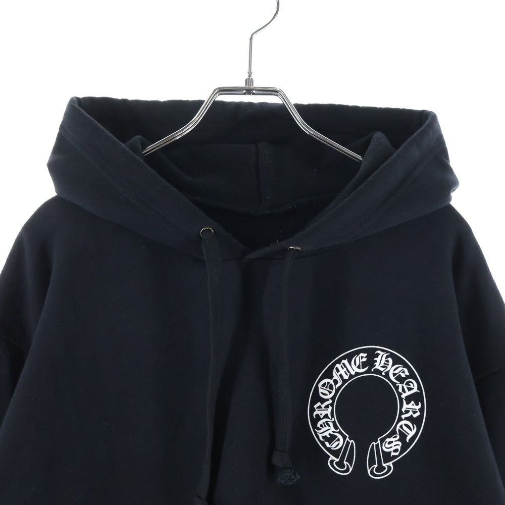 CHROME HEARTS(クロムハーツ) SWTSHRT PLVR 袖フローラルバックホースシュープリントプルオーバーパーカー フーディー ブラック