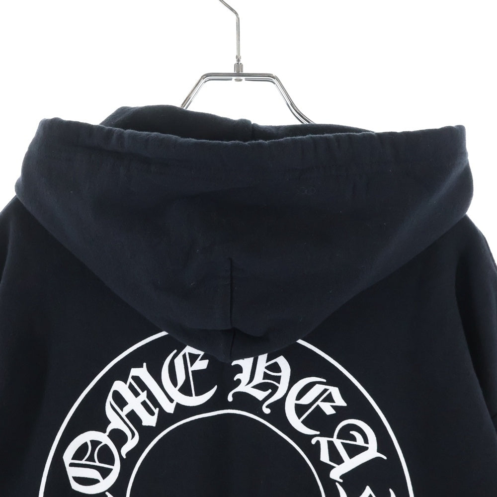 CHROME HEARTS(クロムハーツ) SWTSHRT PLVR 袖フローラルバックホースシュープリントプルオーバーパーカー フーディー ブラック