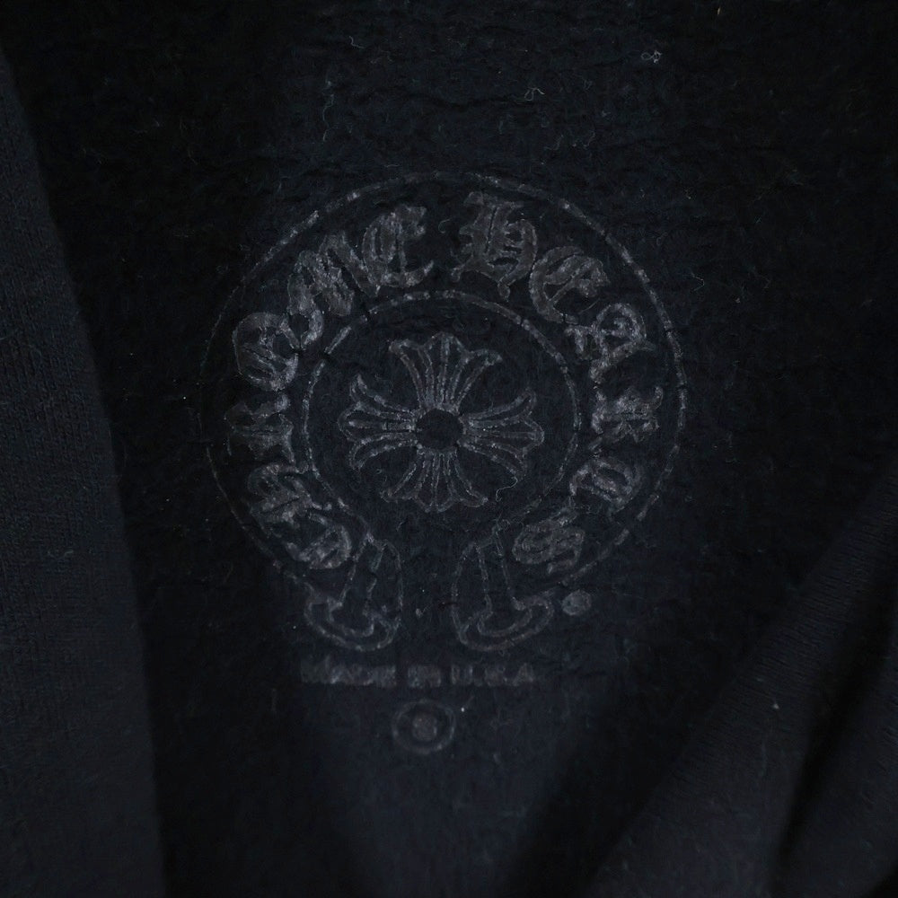 CHROME HEARTS(クロムハーツ) SWTSHRT PLVR 袖フローラルバックホースシュープリントプルオーバーパーカー フーディー ブラック
