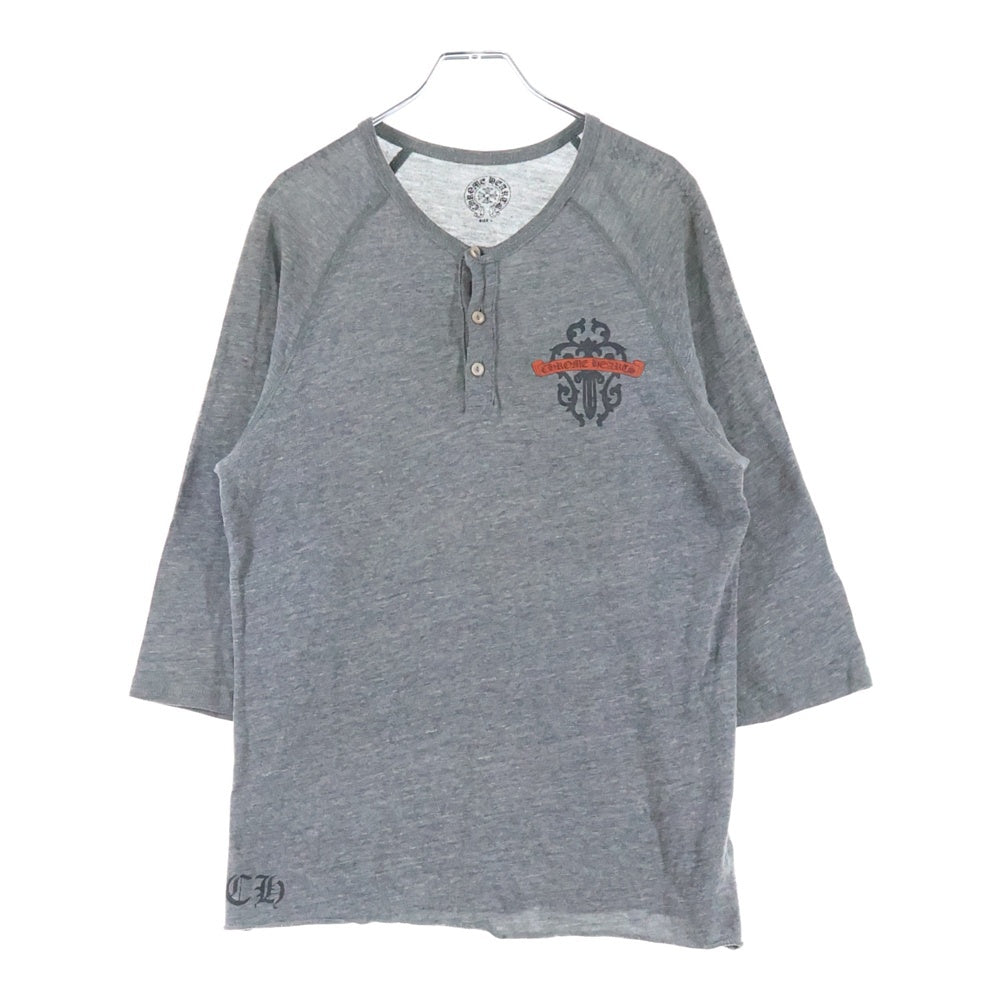 CHROME HEARTS(クロムハーツ) ヴァインダガープリント ラグラン 7分袖 ヘンリーネックTシャツ グレー