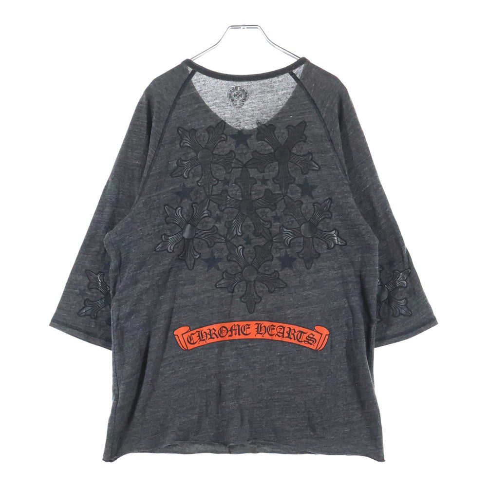 CHROME HEARTS(クロムハーツ) スタープリント ラグランスリーブ 七分袖ヘンリーネックTシャツ カットソー グレー