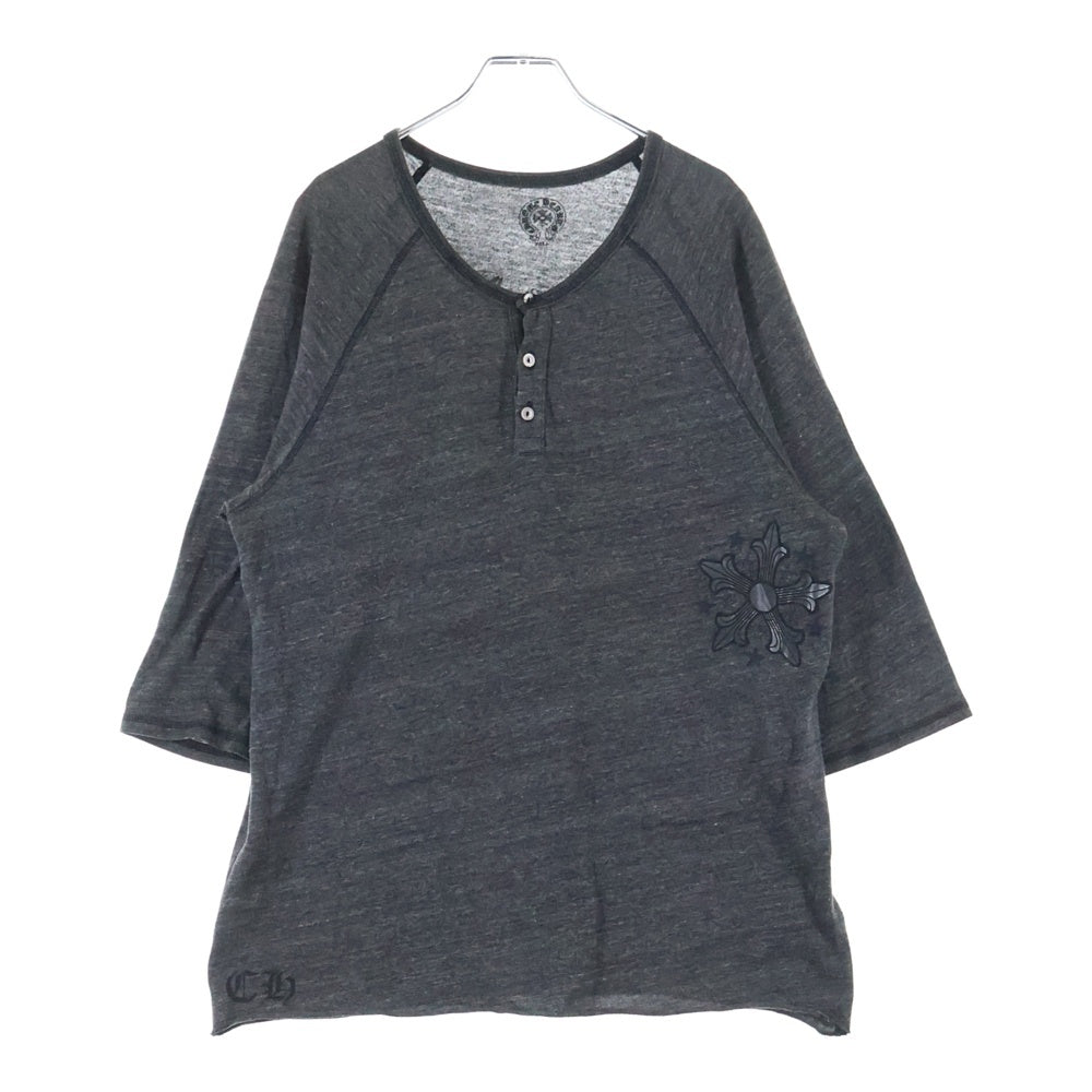 CHROME HEARTS(クロムハーツ) スタープリント ラグランスリーブ 七分袖ヘンリーネックTシャツ カットソー グレー