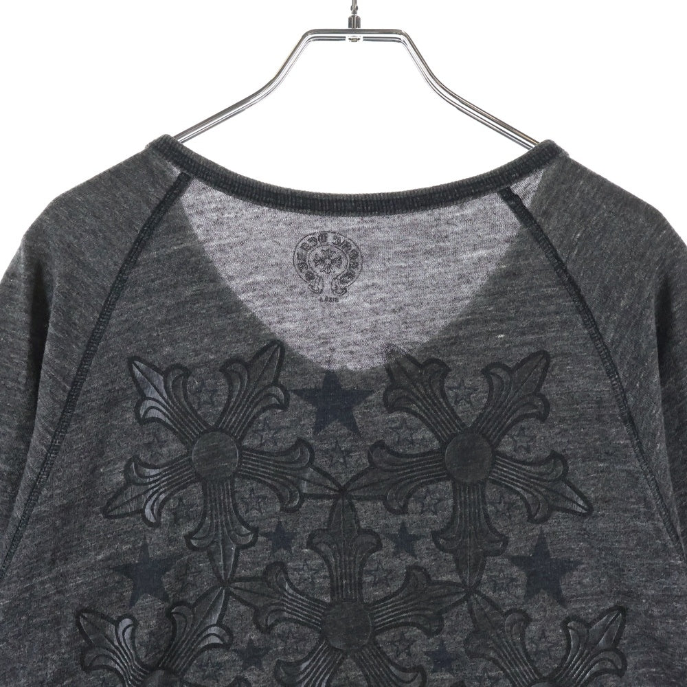 CHROME HEARTS(クロムハーツ) スタープリント ラグランスリーブ 七分袖ヘンリーネックTシャツ カットソー グレー