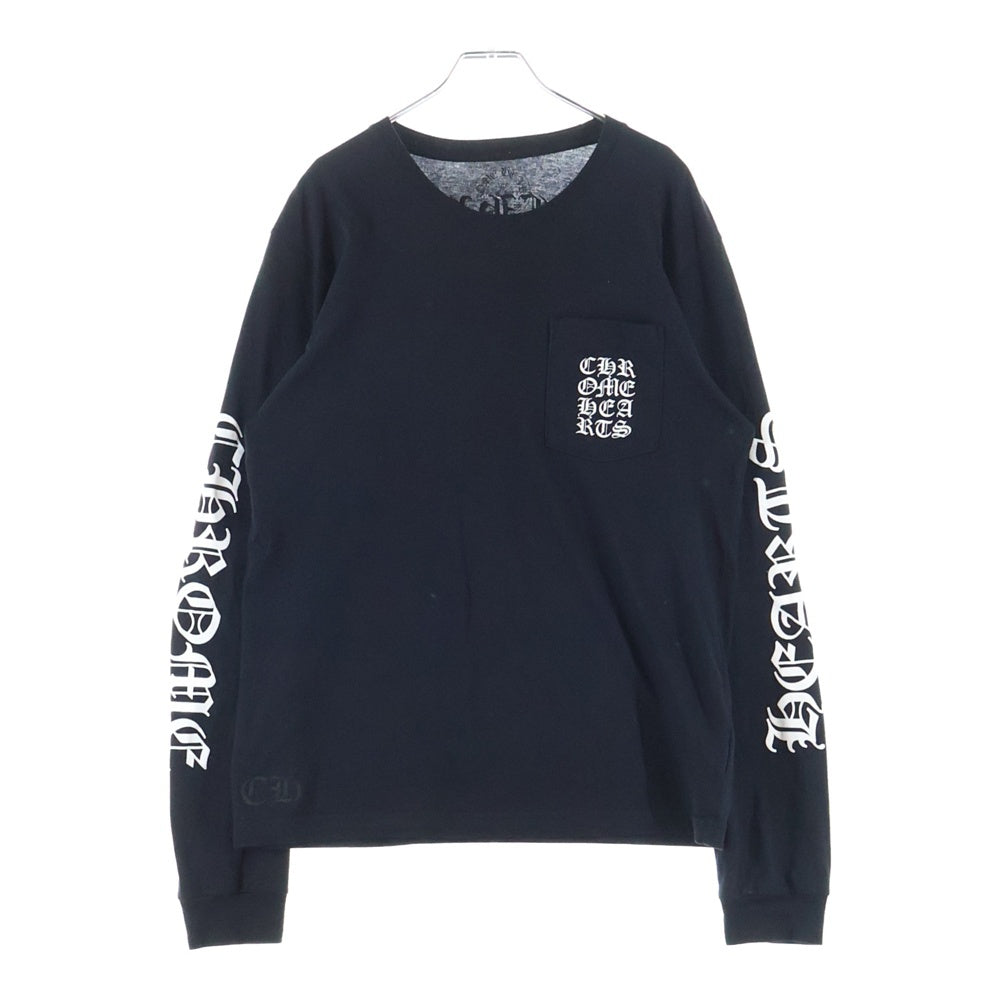 CHROME HEARTS(クロムハーツ) Vertical Logo Tee ヴァーティカルロゴ 長袖Tシャツ 胸ポケットロゴ バックロゴ 長袖カットソー ホワイト/ブラック
