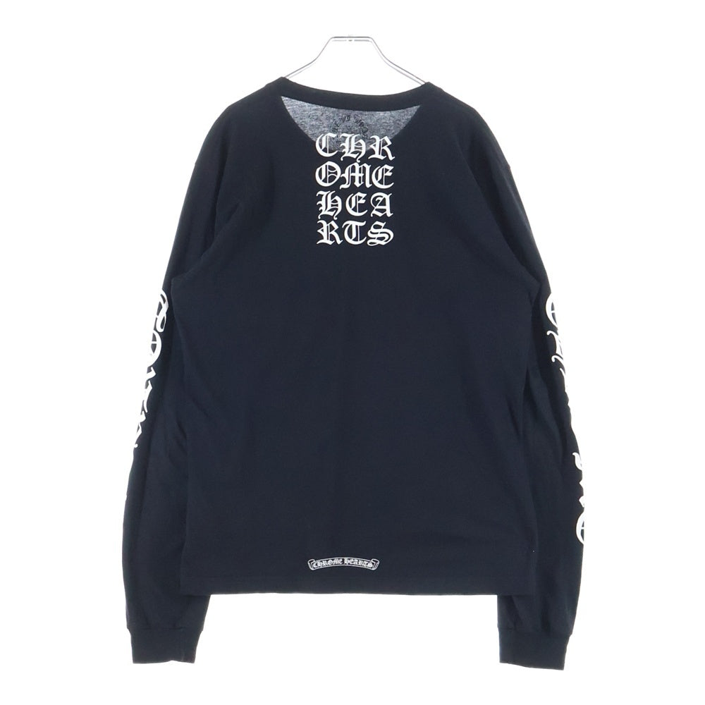 CHROME HEARTS(クロムハーツ) Vertical Logo Tee ヴァーティカルロゴ 長袖Tシャツ 胸ポケットロゴ バックロゴ 長袖カットソー ホワイト/ブラック