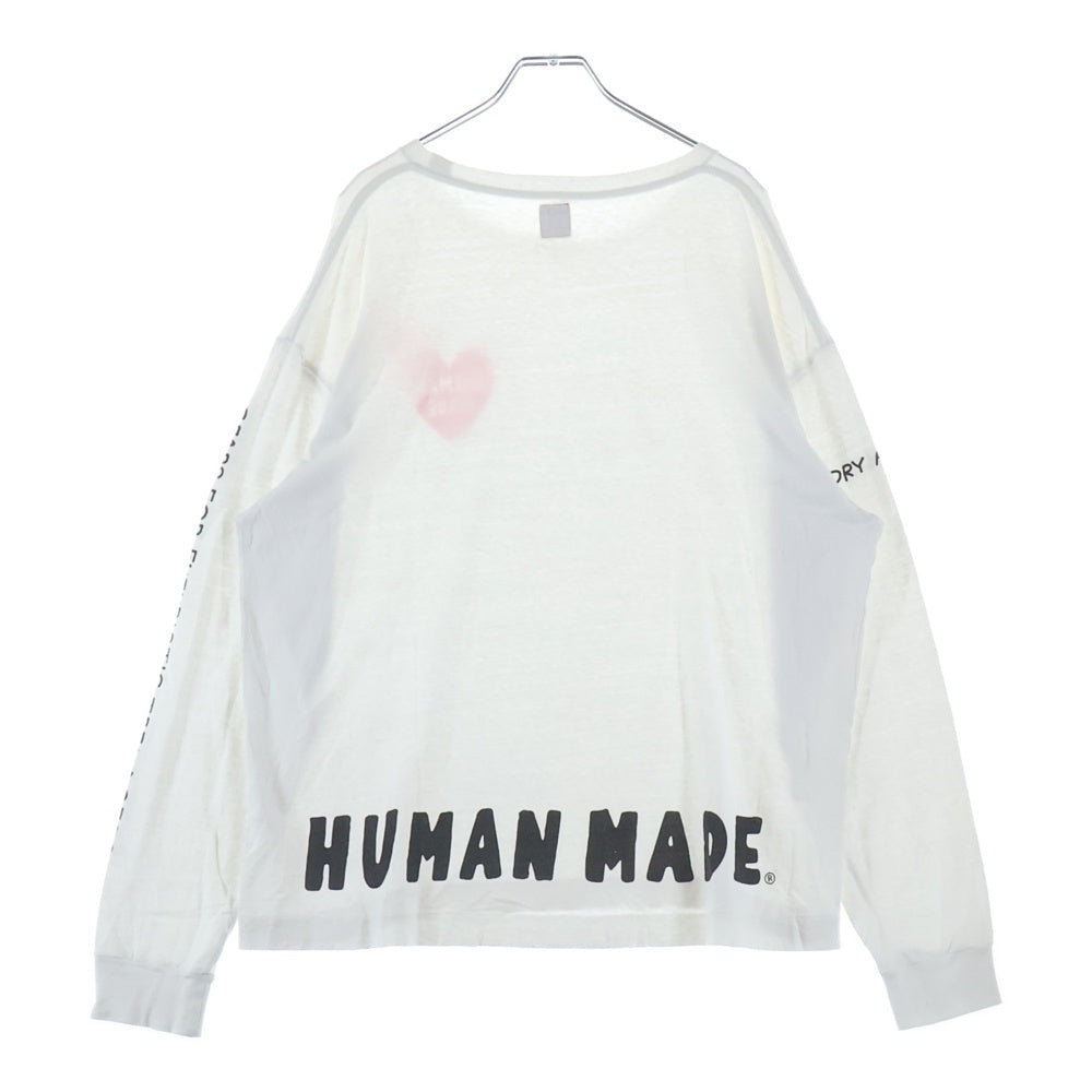 HUMAN MADE(ヒューマンメイド) アーム 両面ロゴプリント 長袖Tシャツ カットソー ホワイト