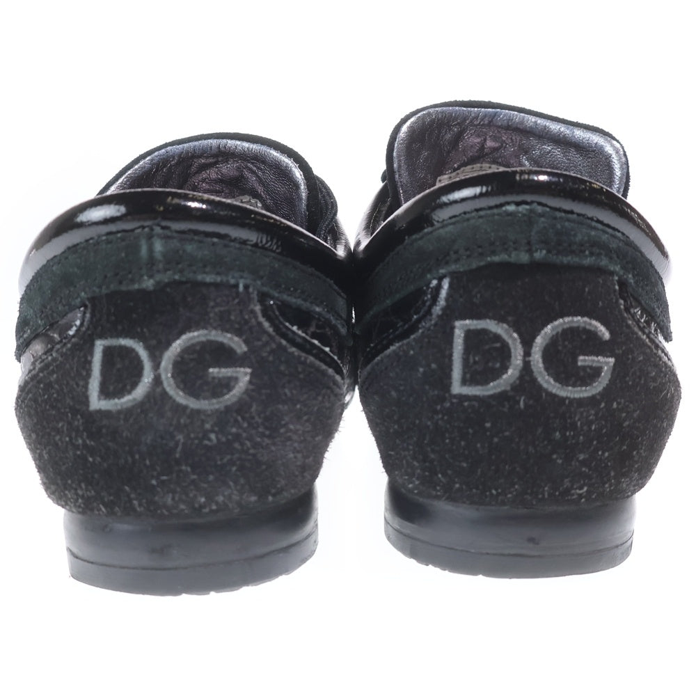 DOLCE & GABBANA(ドルチェアンドガッバーナ) トー メタリック 型押しレザー ローカットスニーカー ブラック