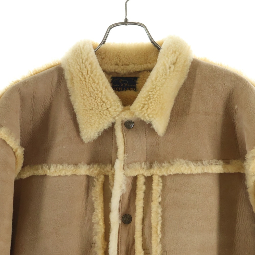 HIGH LARGE LEATHERS(ハイラージレザーズ) Oklahoma City Mouton Jacket オクラホマシティ 1st Type シープスキンレザー ムートン ボアジャケット ベージュ HL005001