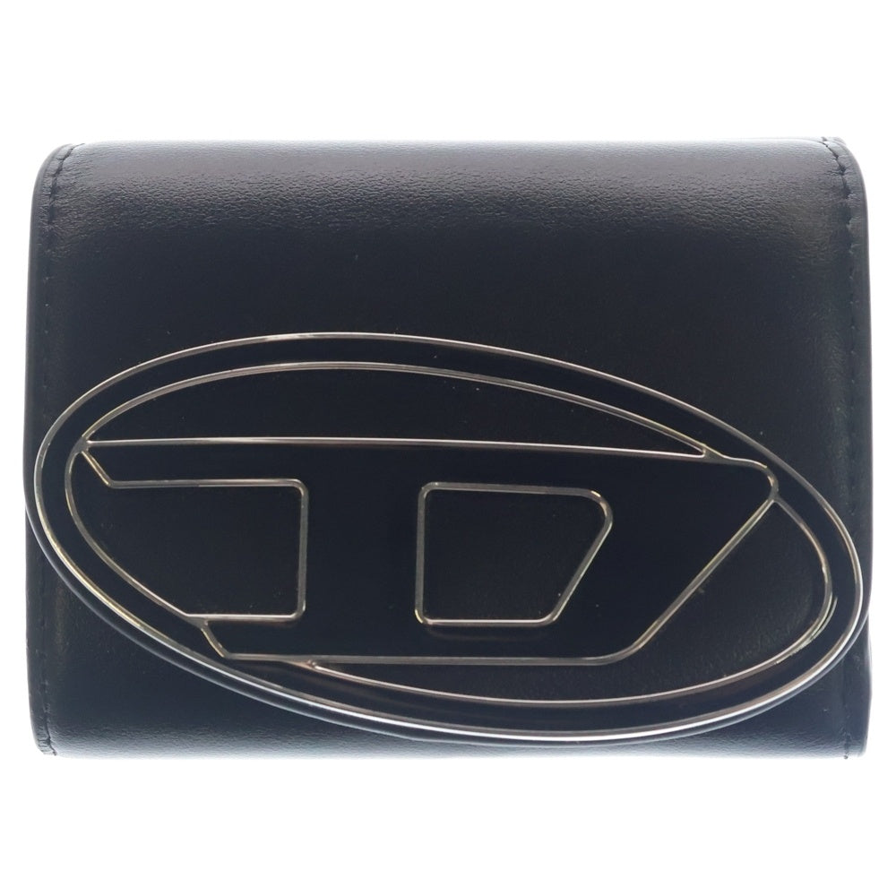 DIESEL(ディーゼル) 1DR TRI FOLD COIN XS II ワンダートリフォルドコイン メタルDロゴ シ ミニウォレット 三つ折り財布 ブラック X09887PR818