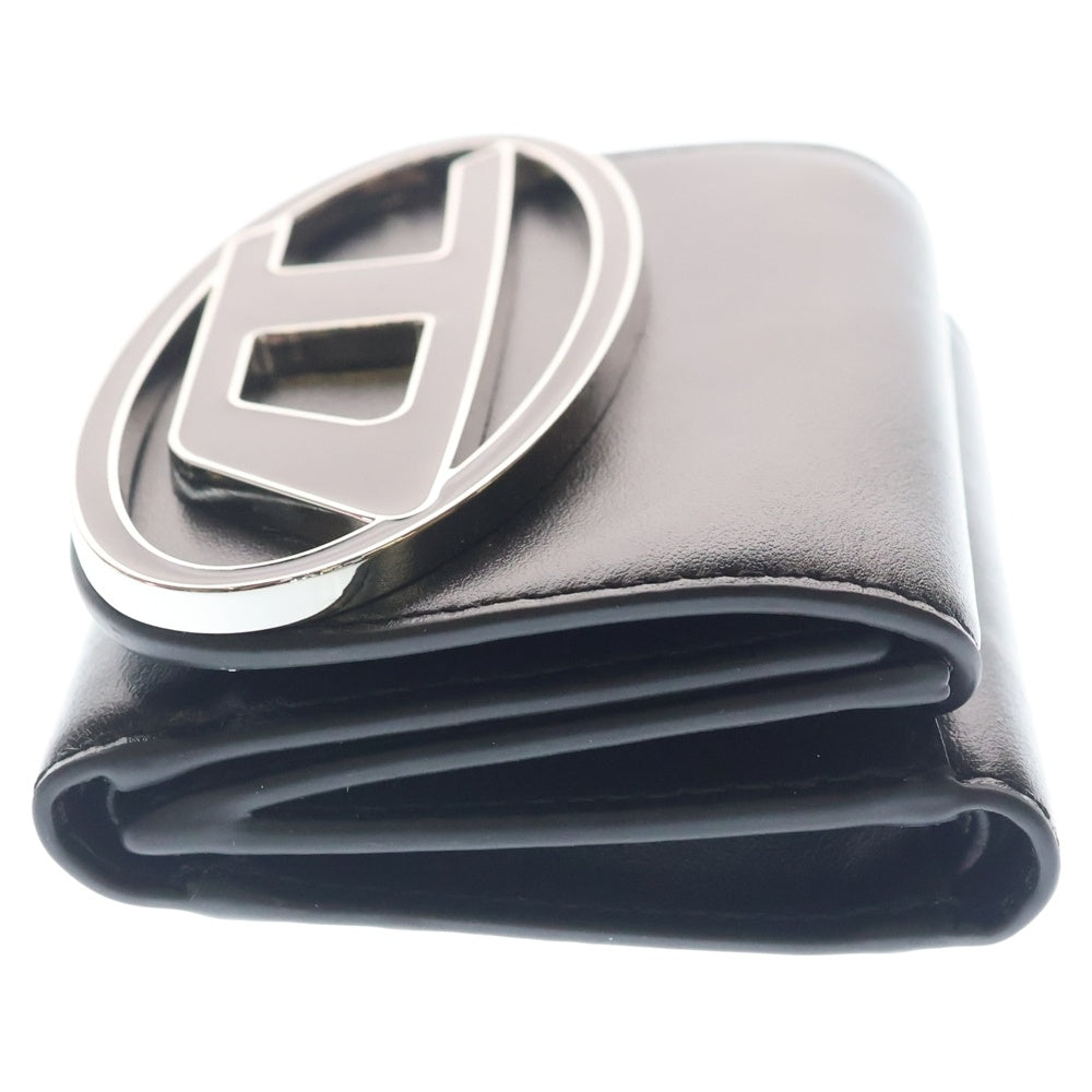 DIESEL(ディーゼル) 1DR TRI FOLD COIN XS II ワンダートリフォルドコイン メタルDロゴ シ ミニウォレット 三つ折り財布 ブラック X09887PR818