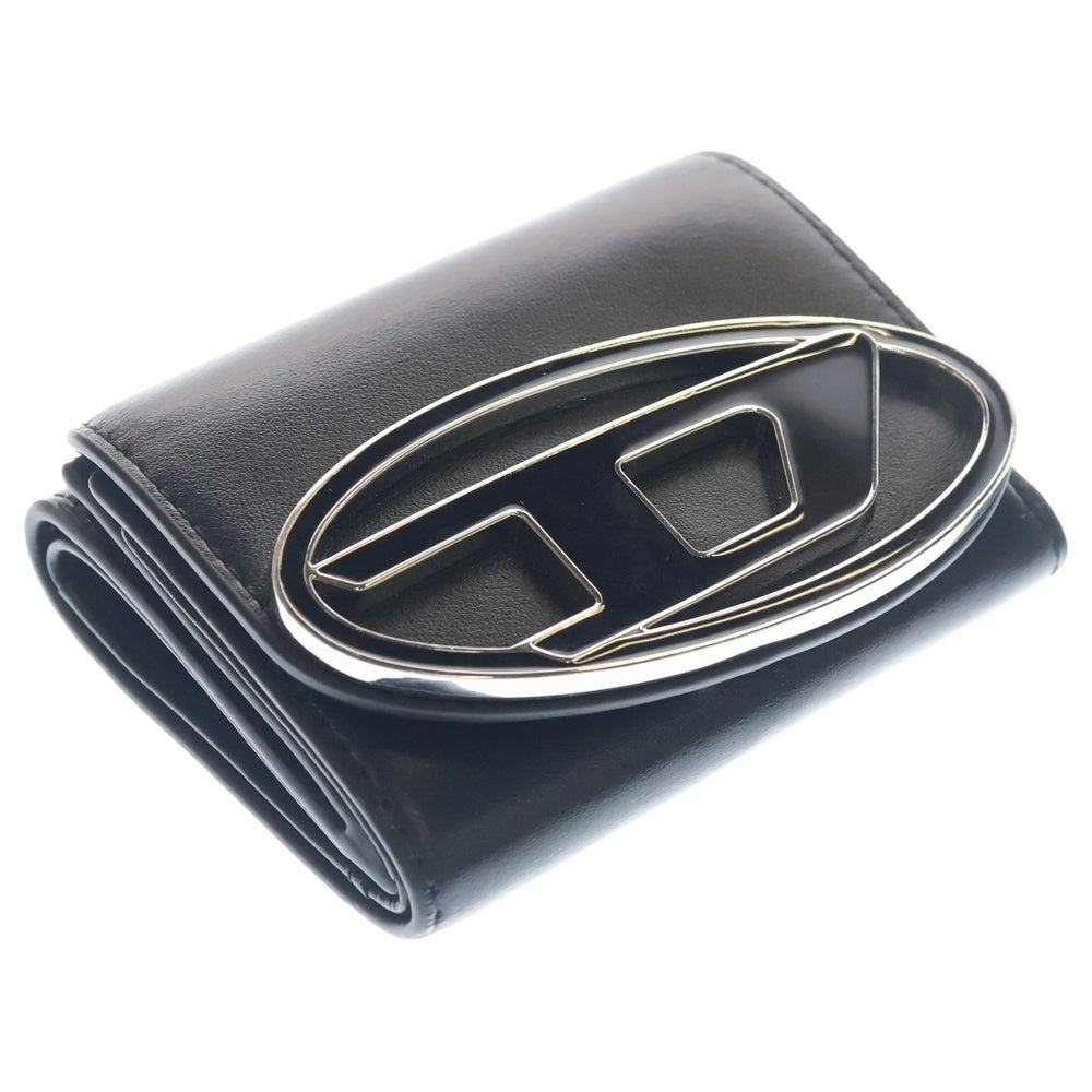 DIESEL(ディーゼル) 1DR TRI FOLD COIN XS II ワンダートリフォルドコイン メタルDロゴ シ ミニウォレット 三つ折り財布 ブラック X09887PR818