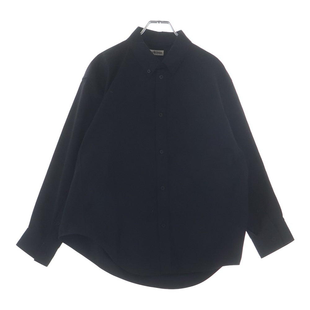 BALENCIAGA(バレンシアガ) 胸ポケット ロゴエンブロイダリー ボタンダウン 長袖シャツ ブラック 621896 TIM39