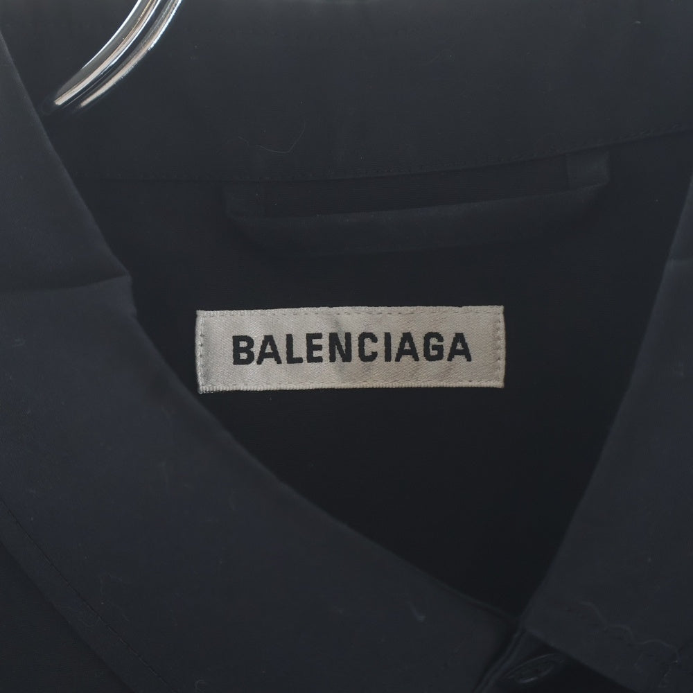 BALENCIAGA(バレンシアガ) 胸ポケット ロゴエンブロイダリー ボタンダウン 長袖シャツ ブラック 621896 TIM39