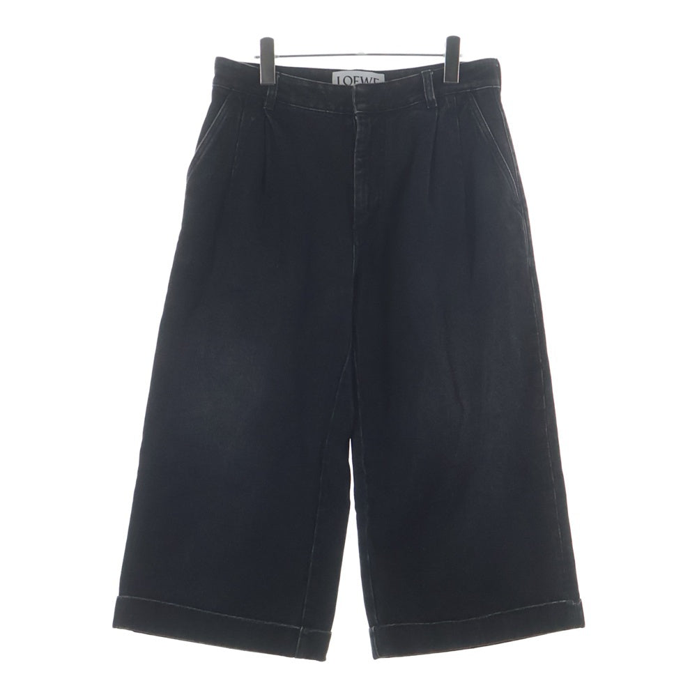 LOEWE(ロエベ) ツータック 七分丈 クロップドワイドデニムパンツ インディゴブラック H526331X33