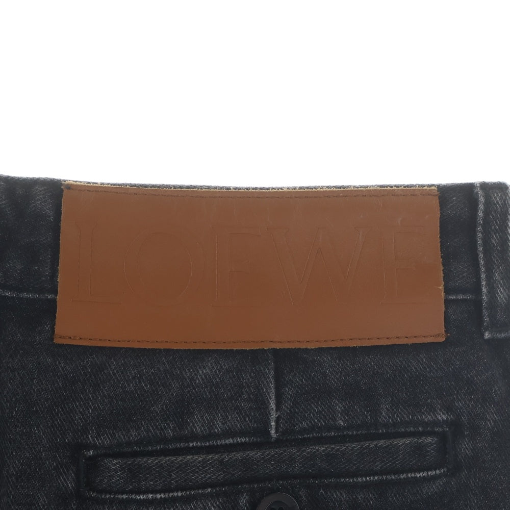LOEWE(ロエベ) ツータック 七分丈 クロップドワイドデニムパンツ インディゴブラック H526331X33