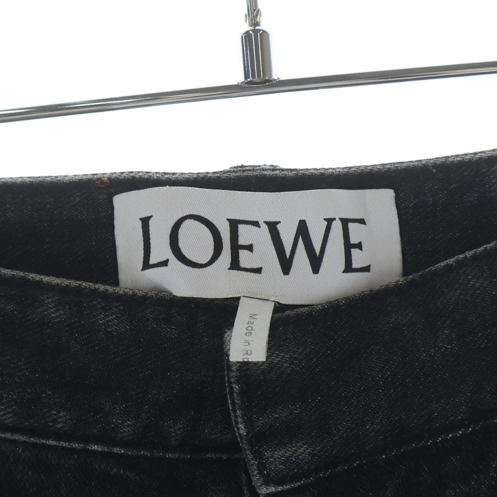 LOEWE(ロエベ) ツータック 七分丈 クロップドワイドデニムパンツ インディゴブラック H526331X33