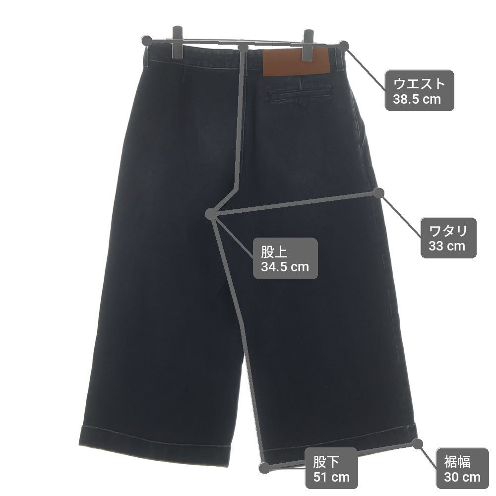 LOEWE(ロエベ) ツータック 七分丈 クロップドワイドデニムパンツ インディゴブラック H526331X33