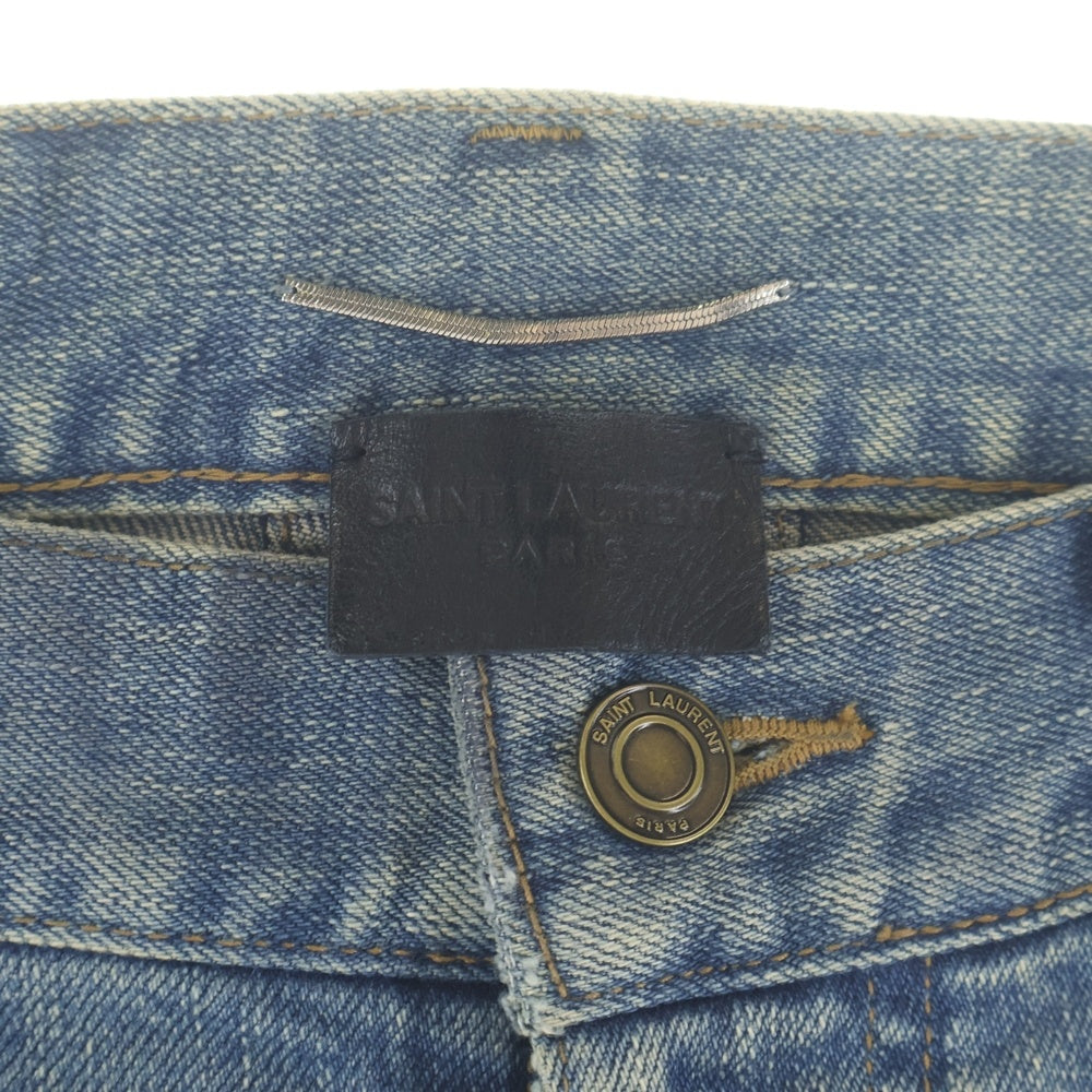 SAINT LAURENT PARIS(サンローランパリ) 16SS D02 M/SK・LW エディ期 デストロイクラッシュ加工 ストレートデニムパンツ インディゴ 391659 Y828K