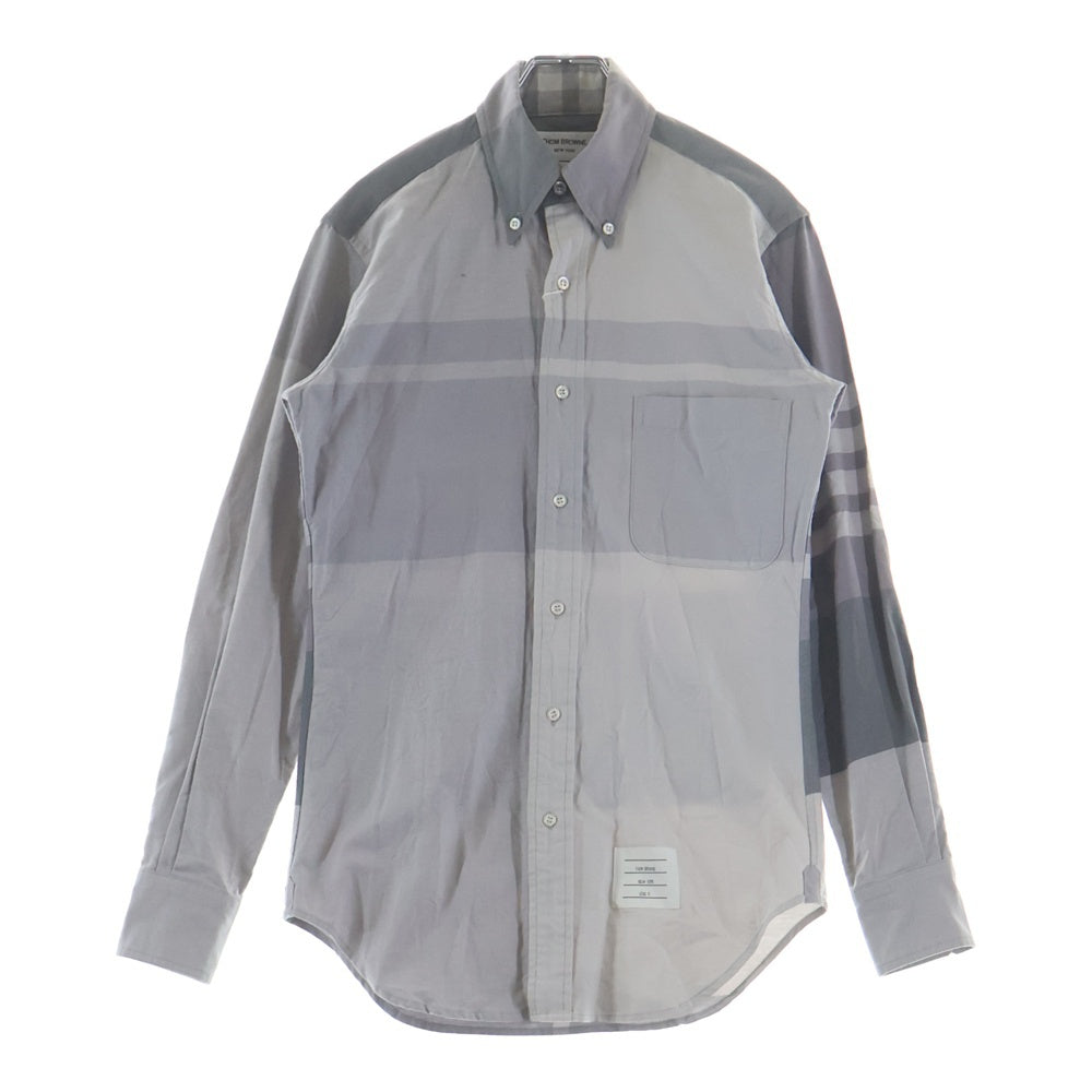 THOM BROWNE(トムブラウン) 16AW OVERSIZED PLAID OXFORD SHIRT オーバーサイズ プレイド オックスフォード長袖シャツ グレー/パープル MWL001A-00903