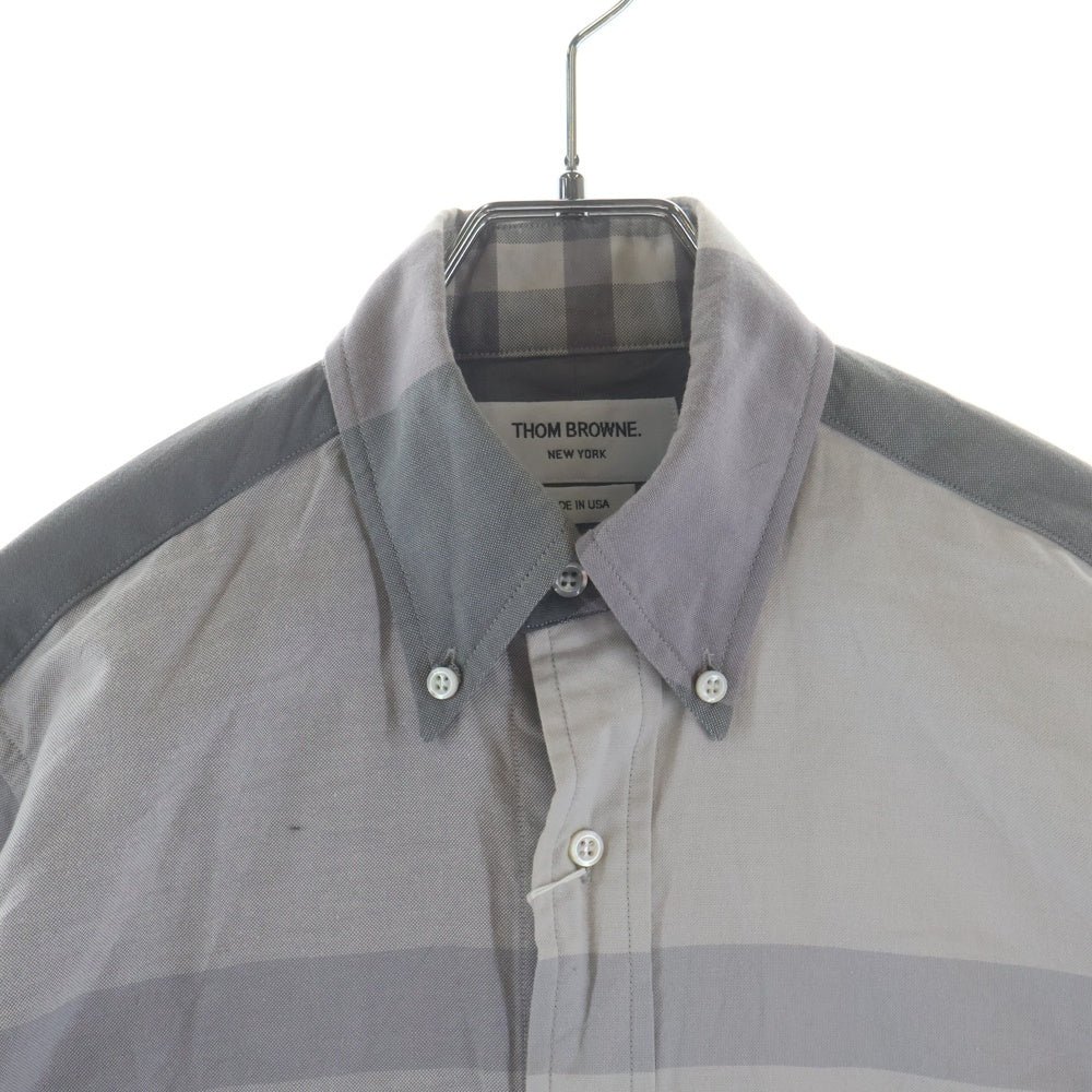 THOM BROWNE(トムブラウン) 16AW OVERSIZED PLAID OXFORD SHIRT オーバーサイズ プレイド オックスフォード長袖シャツ グレー/パープル MWL001A-00903