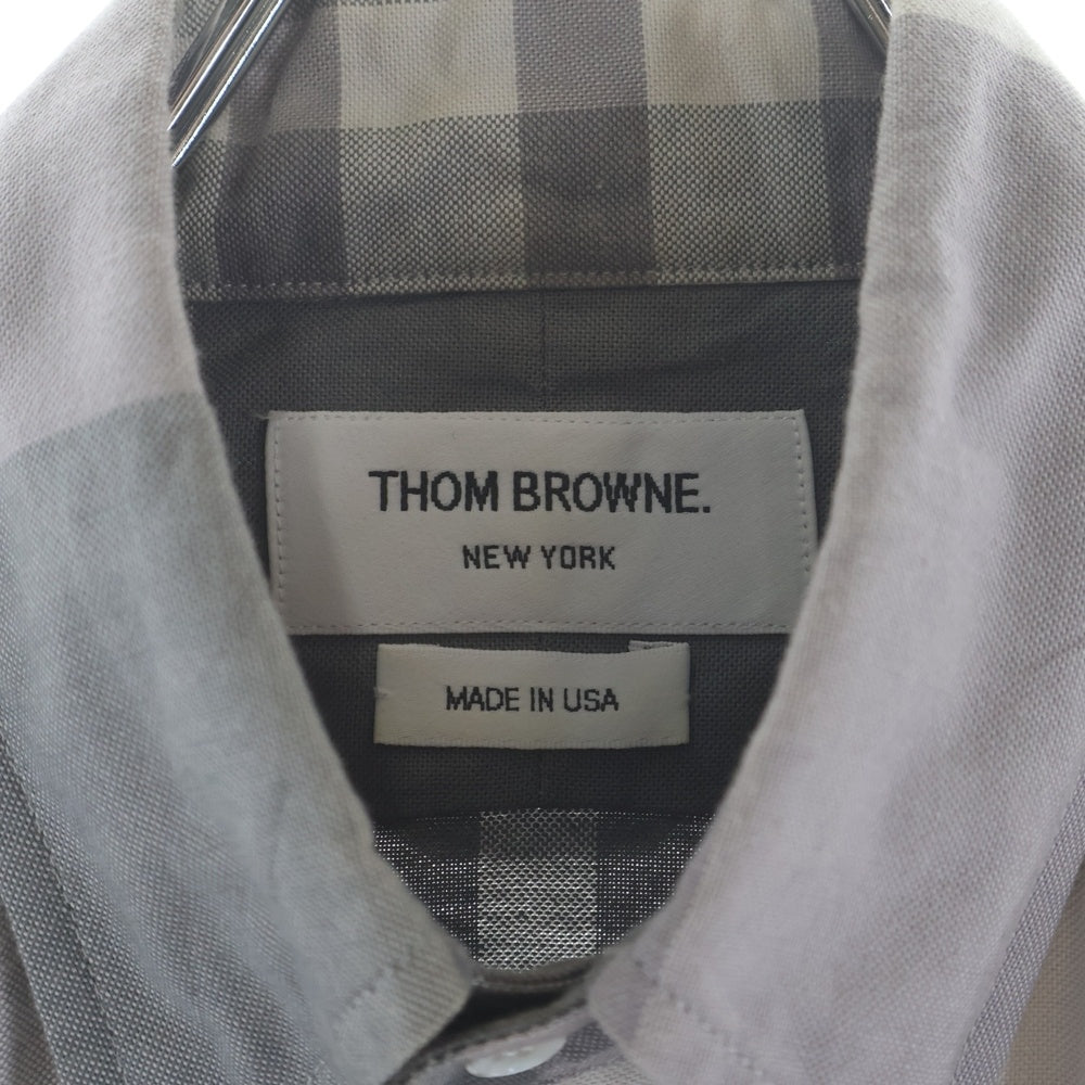 THOM BROWNE(トムブラウン) 16AW OVERSIZED PLAID OXFORD SHIRT オーバーサイズ プレイド オックスフォード長袖シャツ グレー/パープル MWL001A-00903