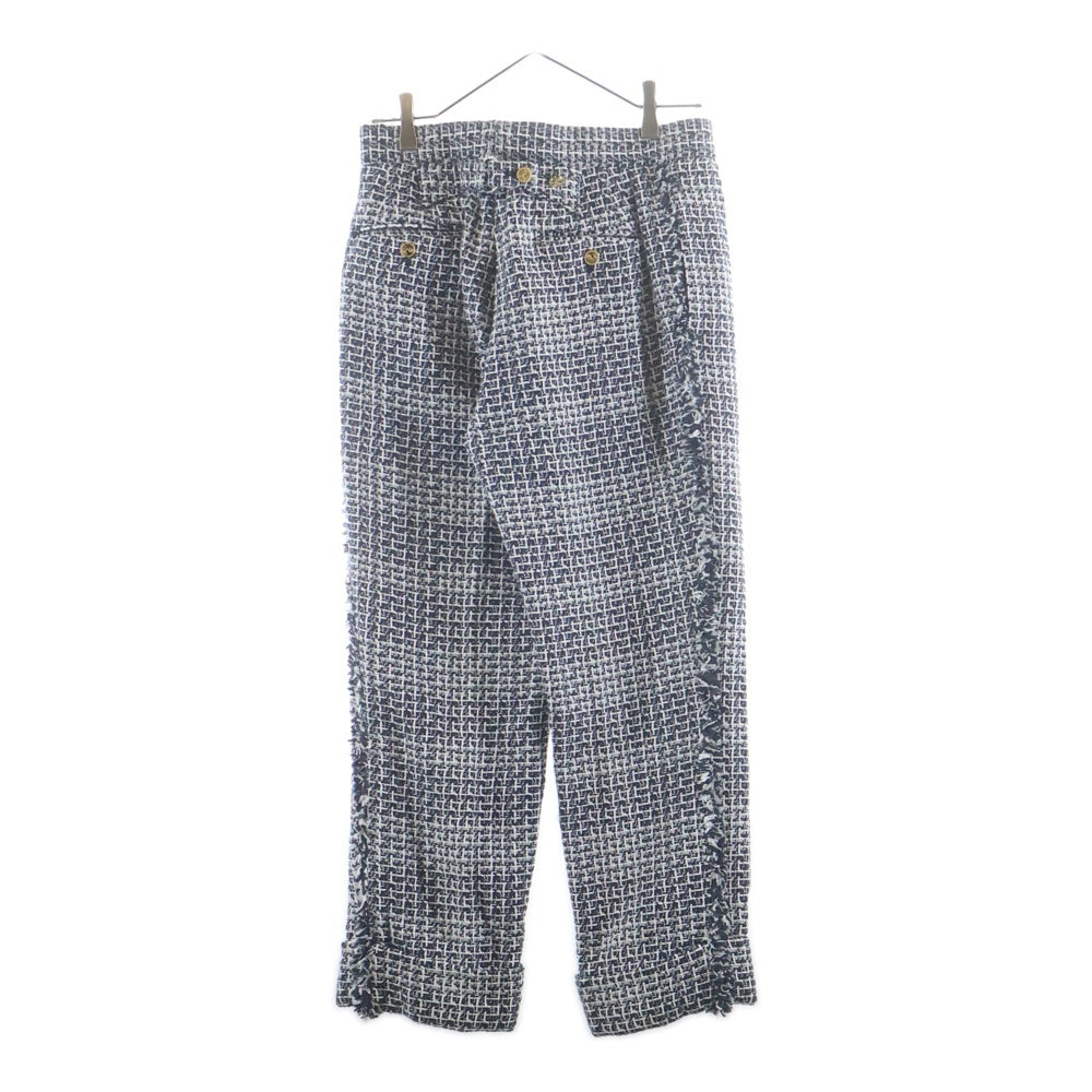 THOM BROWNE(トムブラウン) TWEED CLASSIC TOROUSER ツイード 裏地トリコロール クラシック トラウザーパンツ ホワイト/ネイビー MTC001T-03489415