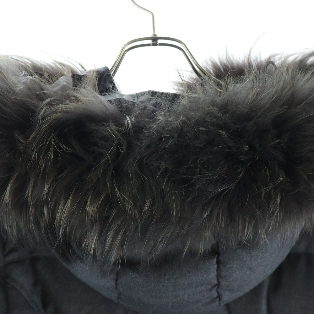 DUVETICA(デュベティカ) 13A ALIA-WOOL ファー付き ジップアップフーディー ロングダウンジャケット グレー レディース