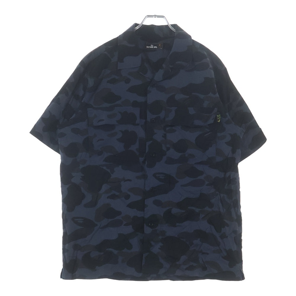 A BATHING APE(アベイシングエイプ) Mr Camo Open Collar Shirt ミスターカモ 総柄 オープンカラー 半袖シャツ ネイビー 007SHH301005X