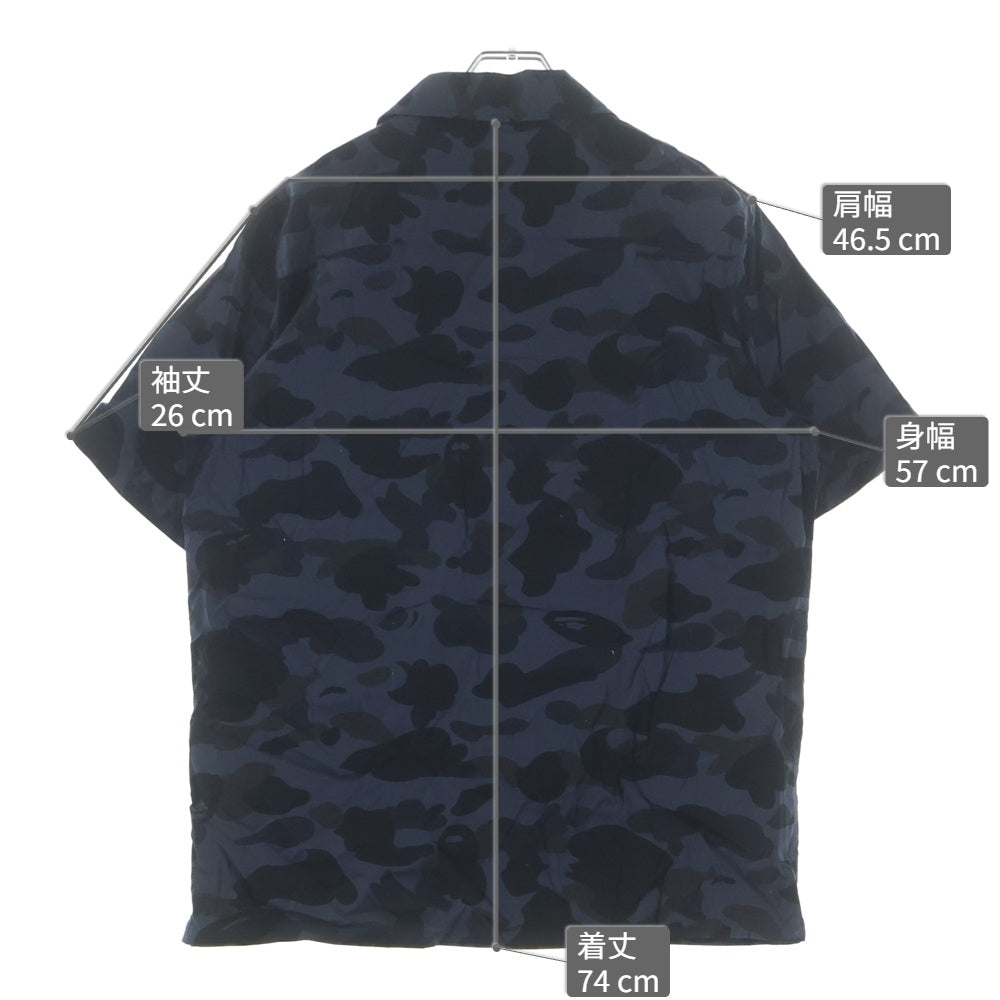 A BATHING APE(アベイシングエイプ) Mr Camo Open Collar Shirt ミスターカモ 総柄 オープンカラー 半袖シャツ ネイビー 007SHH301005X