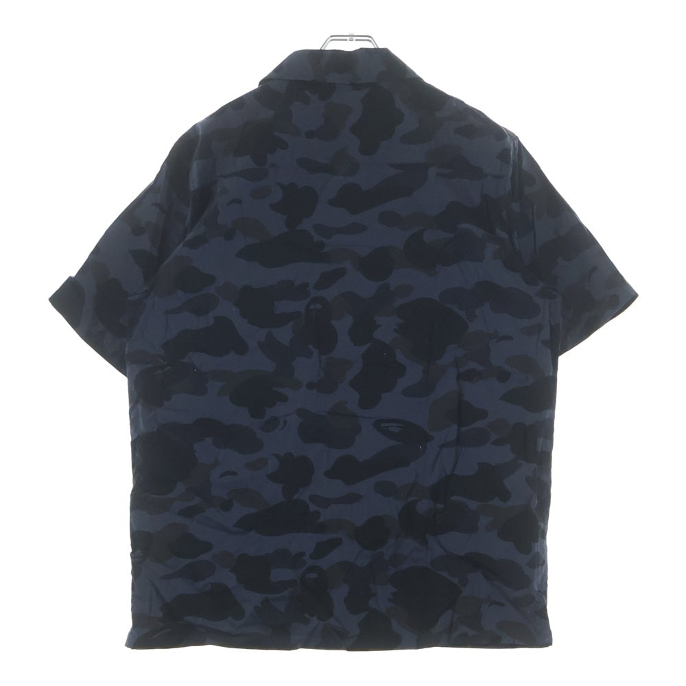 A BATHING APE(アベイシングエイプ) Mr Camo Open Collar Shirt ミスターカモ 総柄 オープンカラー 半袖シャツ ネイビー 007SHH301005X