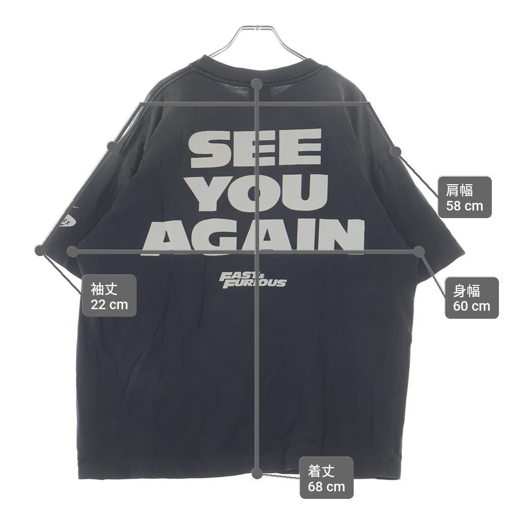 SAINT MICHAEL(セントマイケル) 25AW ×FAST&FURIOUS FF TEE ワイルドスピード ヴィンテージ加工 クルーネック 半袖Tシャツ カットソー ブラック SM-HR1-0000-C74