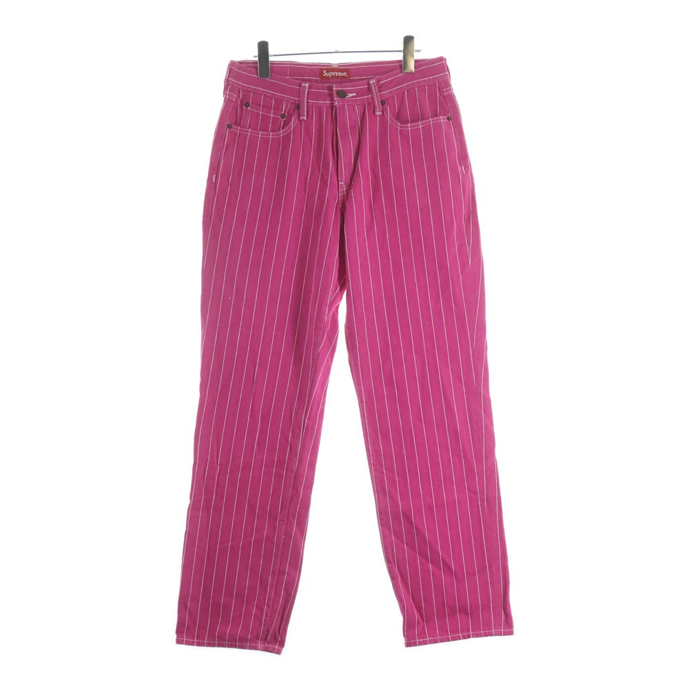 SUPREME(シュプリーム) × Levi's Pinstripe 505 Jeans リーバイス ピンストライプ ストレート デニムパンツ ピンク