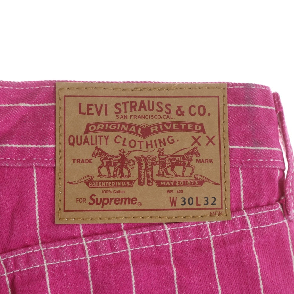 SUPREME(シュプリーム) × Levi's Pinstripe 505 Jeans リーバイス ピンストライプ ストレート デニムパンツ ピンク