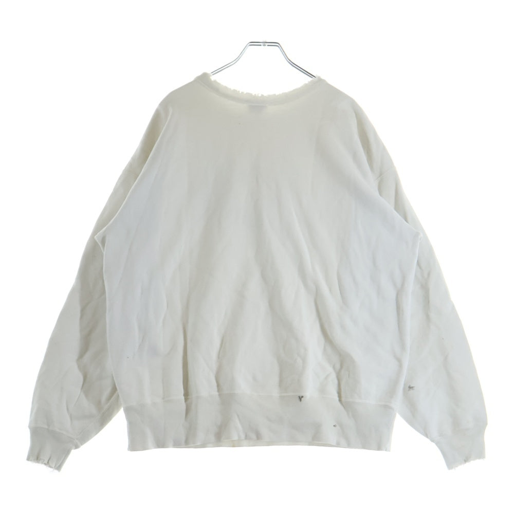 SAINT MICHAEL(セントマイケル) 25SS × BerBerjin BJ CREW NECK SWEAT ベルベルジン フロント染み込みプリント ダメージ加工 クルーネックスウェット ホワイト SM-HR8-0000-C38